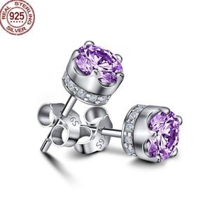 S925 Crown Stud Diamond Earrings